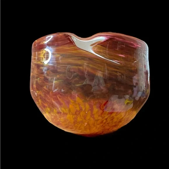 Stunning Handblown signed 2003 Vibrant Swirled Glass Bowl. (9-M) - Picture 4 of 6